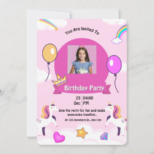 Magical Unicorn Birthday Party Invitation