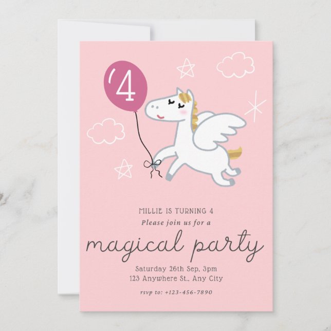 Magical Unicorn Birthday Party  Invitation (Front)