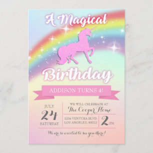Magical Unicorn Birthday Party Invitation