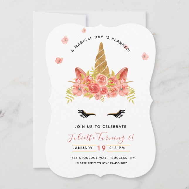 Magical Unicorn Birthday Party Invitation (Front)