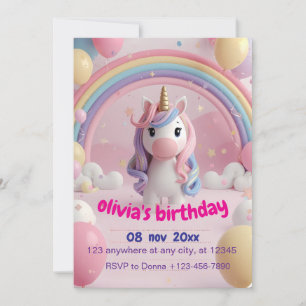 Magical Unicorn Birthday Party Invitation   Birthd