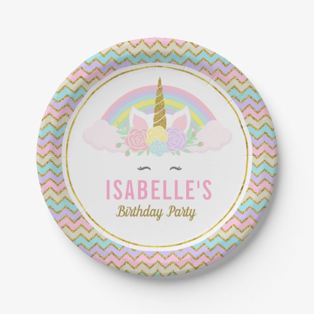 Magical Unicorn Birthday Party Plates (Front)
