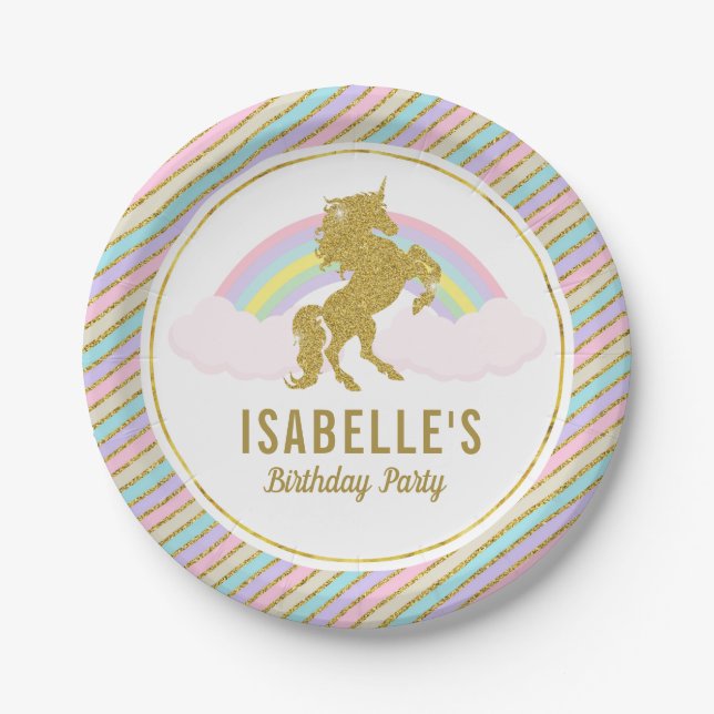 Magical Unicorn Birthday Party Plates (Front)
