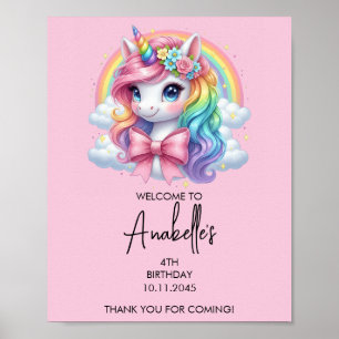 Magical Unicorn Birthday Poster   Welcome Sign