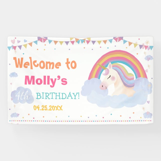 Magical Unicorn Birthday Rainbow Backdrop Banner (Horizontal)