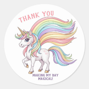 Magical Unicorn Birthday Sticker Thank You Tags