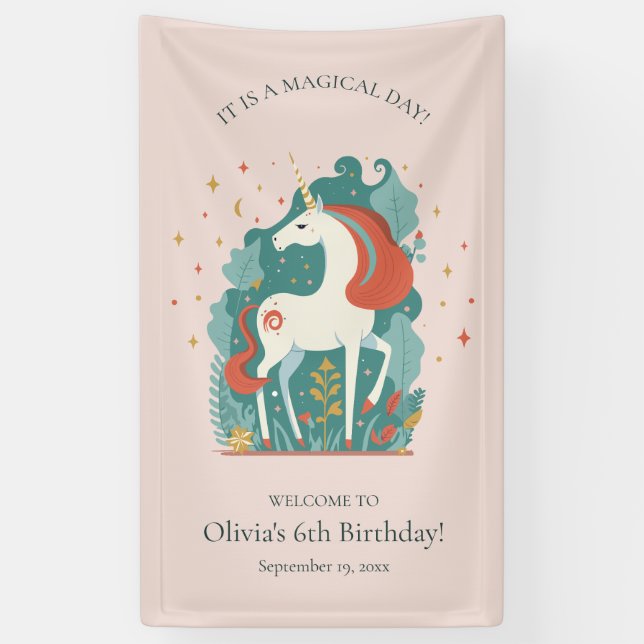 Magical Unicorn Birthday Welcome Banner (Vertical)