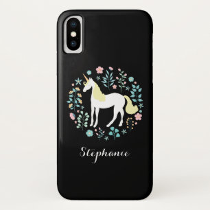 Magical Unicorn Black Personalised iPhone X Case