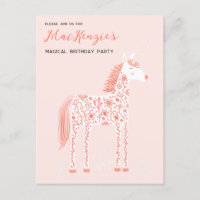 Magical Unicorn Blush Pink Birthday Party Invitati