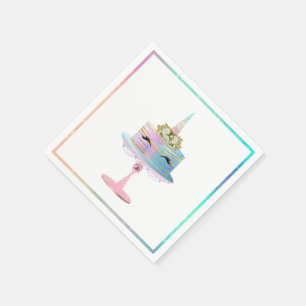 Magical Unicorn Cake   Fantasy Watercolor Party Napkin