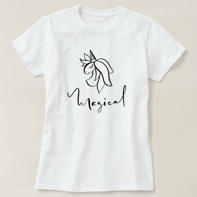 Magical Unicorn Calligraphy T-Shirt (Design Front)