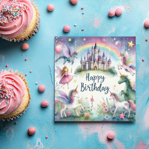 Magical Unicorn Castle Birthday Wishes Card