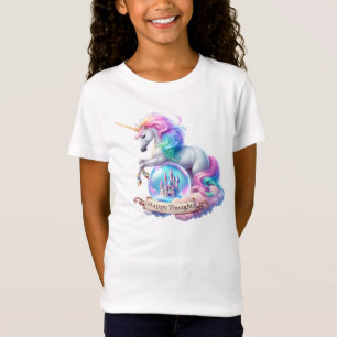 Magical Unicorn Castle Rainbow Happy Thoughts T-Shirt