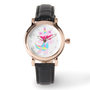 Magical unicorn Cat cartoon - Choose back color Watch