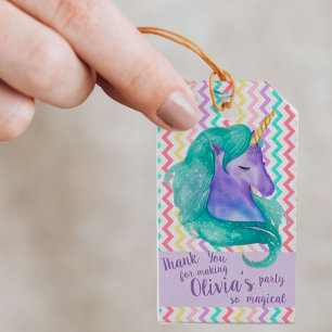 Magical Unicorn Chevron Cute Pastel Kids Birthday Gift Tags