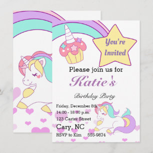 Magical Unicorn Children birthday invitation