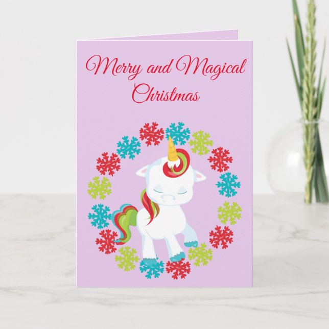 Magical Unicorn Christmas Card (Front)