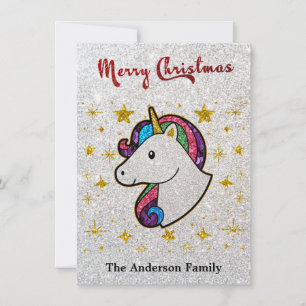 Magical Unicorn Christmas Glitter Holiday Card