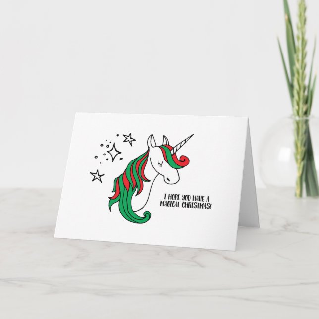 Magical Unicorn Christmas Holiday Card (Front)