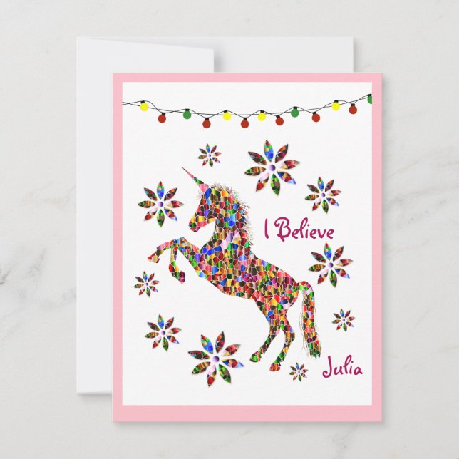 Magical Unicorn Christmas Holidays Custom Card (Front)
