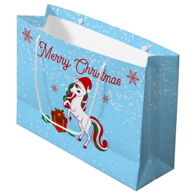 Magical Unicorn Christmas Large Gift Bag (Front Angled)