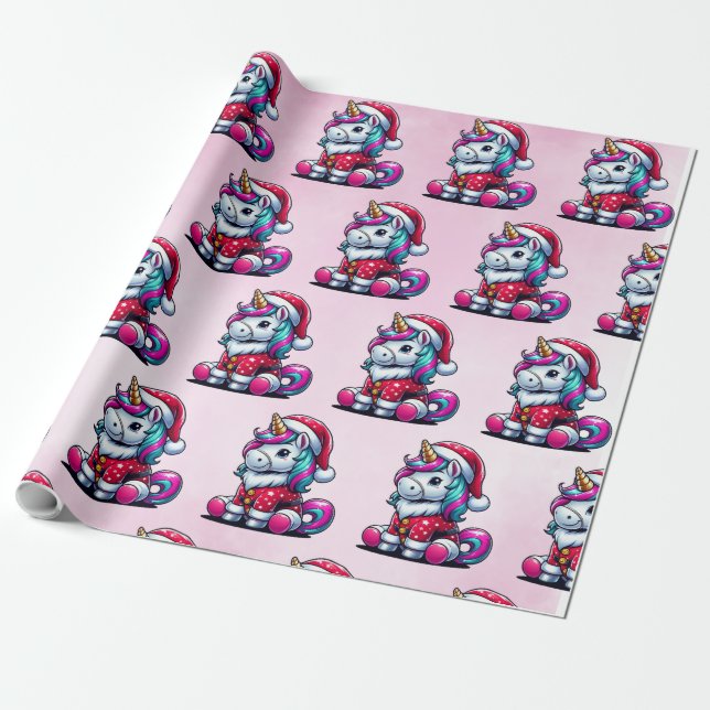 Magical Unicorn Christmas Wrapping Paper (Unrolled)
