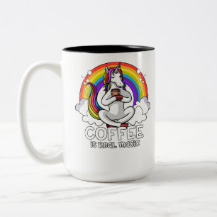 Magical Unicorn Coffee Drinking Lover Two-Tone Coffee Mug