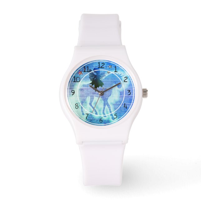 Magical Unicorn Colourful Blue Green Watch (Front)