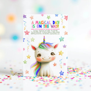 Magical Unicorn Colourful Fun Birthday Party Invitation