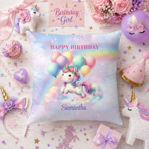 Magical Unicorn Colourful Pastel Girl Birthday Pil Cushion