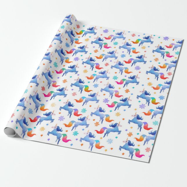 Magical Unicorn Colourful Wrapping Paper (Unrolled)