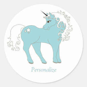 Magical Unicorn Cute & Adorable with Star Classic Round Sticker