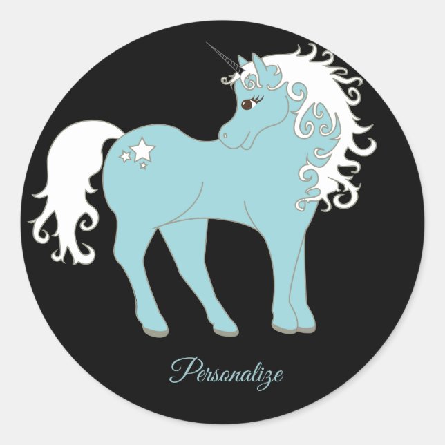 Magical Unicorn Cute & Adorable with Star Classic Round Sticker (Front)