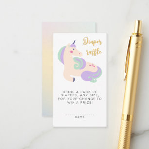 Magical Unicorn Cute Watercolor Diaper Raffle Enclosure Card