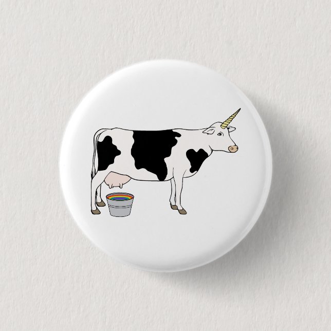 Magical Unicorn Dairy Milk Cow 3 Cm Round Badge (Front)