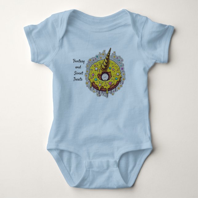 magical unicorn doughnut  baby bodysuit (Front)