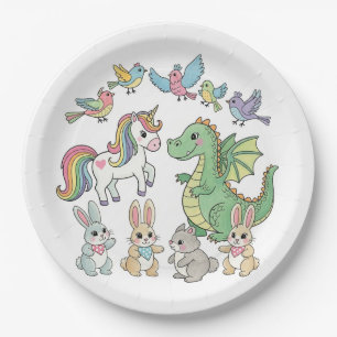 Magical Unicorn & Dragon Kids Party Plate