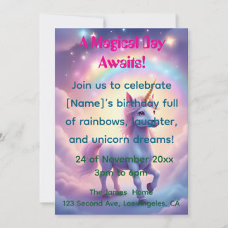 Magical Unicorn Dream Birthday Invitation