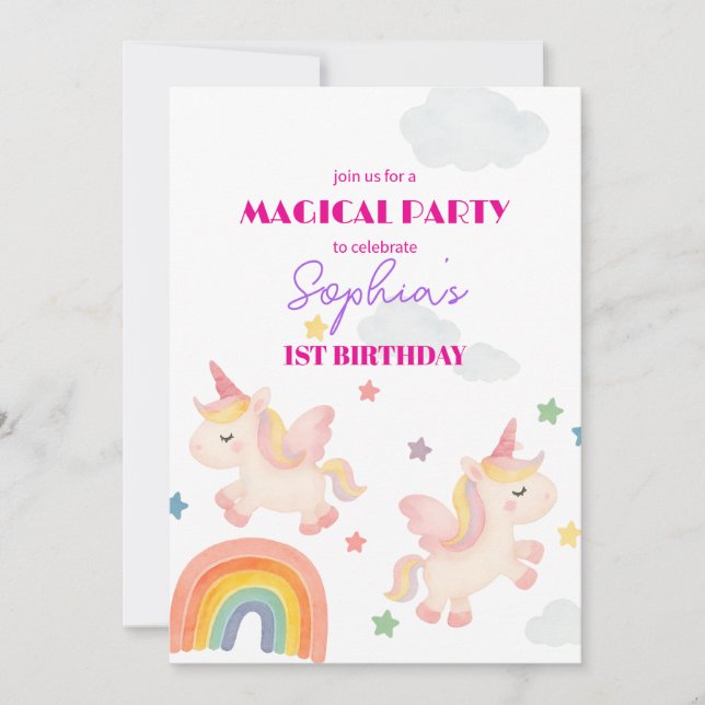 Magical Unicorn Dreamland Invitation (Front)