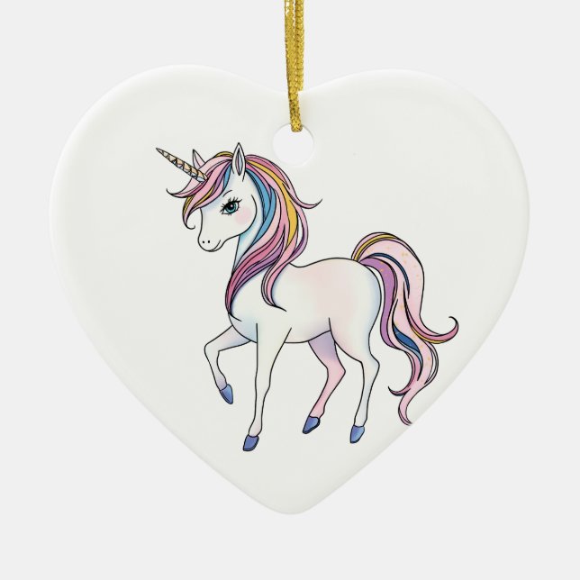 Magical Unicorn Dreams - Whimsical Fantasy Design Ceramic Tree Decoration (Front)