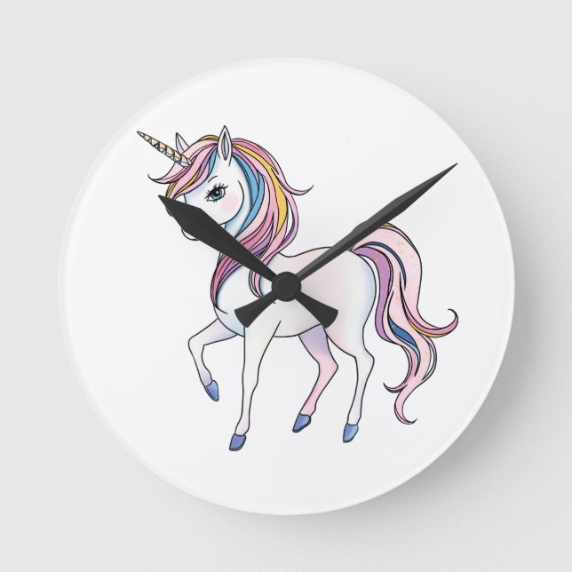 Magical Unicorn Dreams - Whimsical Fantasy Design Round Clock (Front)