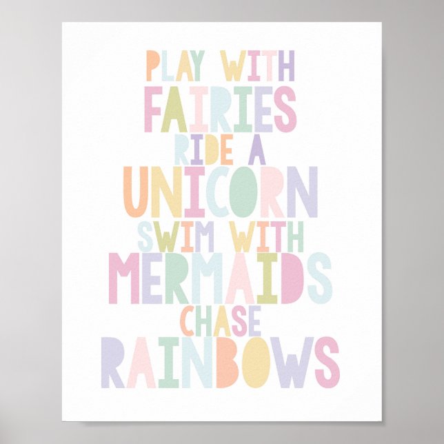 MAGICAL UNICORN, FAIRIES, MERMAIDS, RAINBOWS PRINT (Front)