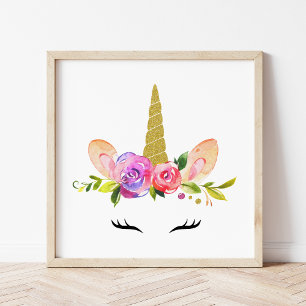 Magical Unicorn, Fairy Tale, Girl Nursery, Pink Poster