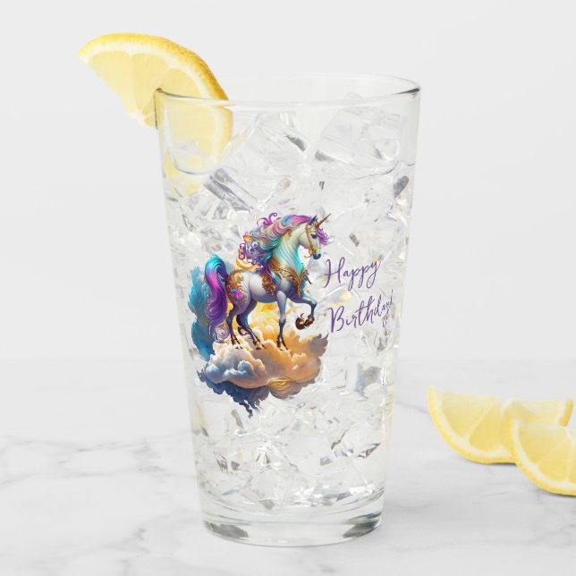 Magical Unicorn Fantasy clouds romance birthday Glass (Front Ice)