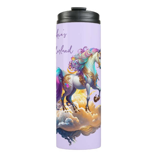 Magical Unicorn Fantasy clouds romance birthday Thermal Tumbler (Front)