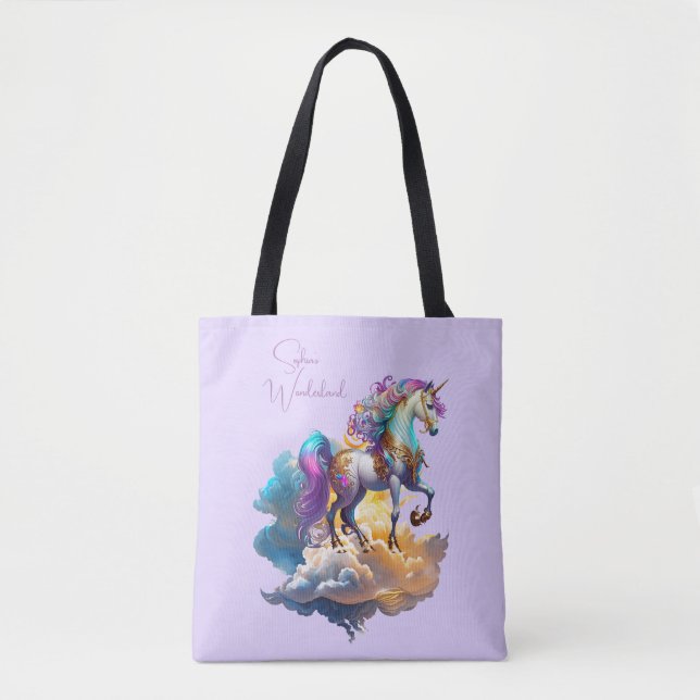 Magical Unicorn Fantasy clouds romance birthday  Tote Bag (Front)