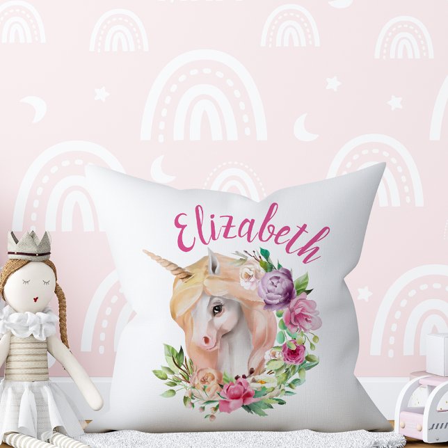 Magical Unicorn Floral Pillow (Creator Uploaded)