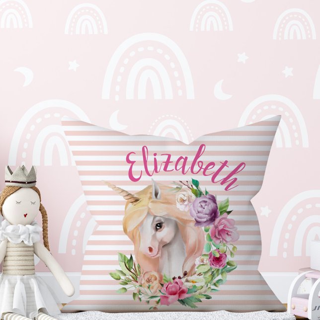 Magical Unicorn Floral Pillow (Creator Uploaded)