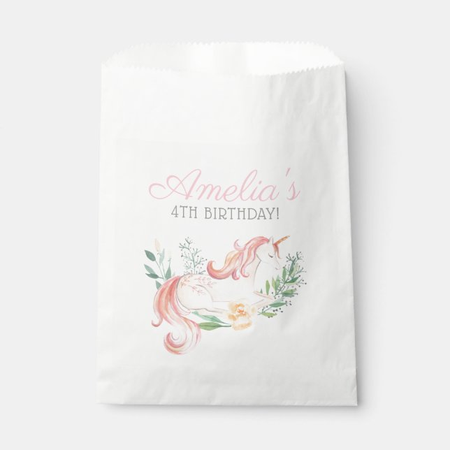 Magical Unicorn Flower Birthday party Favour Bags (Front)