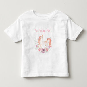 Magical Unicorn Flower wreath Birthday party  Toddler T-Shirt